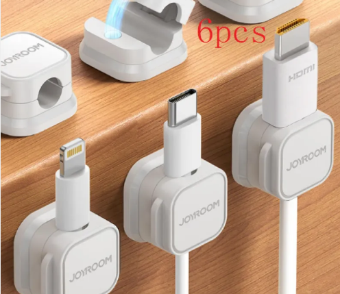 Magnetic Cable Organizer Clips - Cord Holder for Desk & Nightstand (3 & 6 Pack)