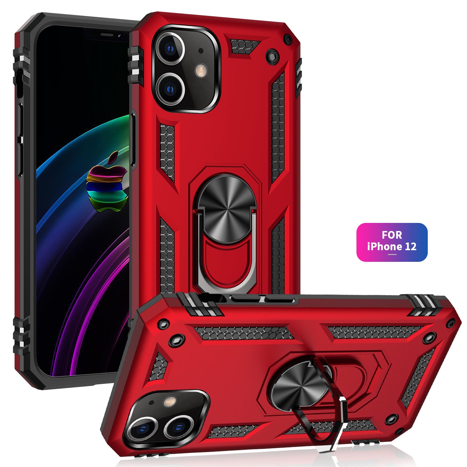 iPhone 12 Mini case with rotating metal ring grip