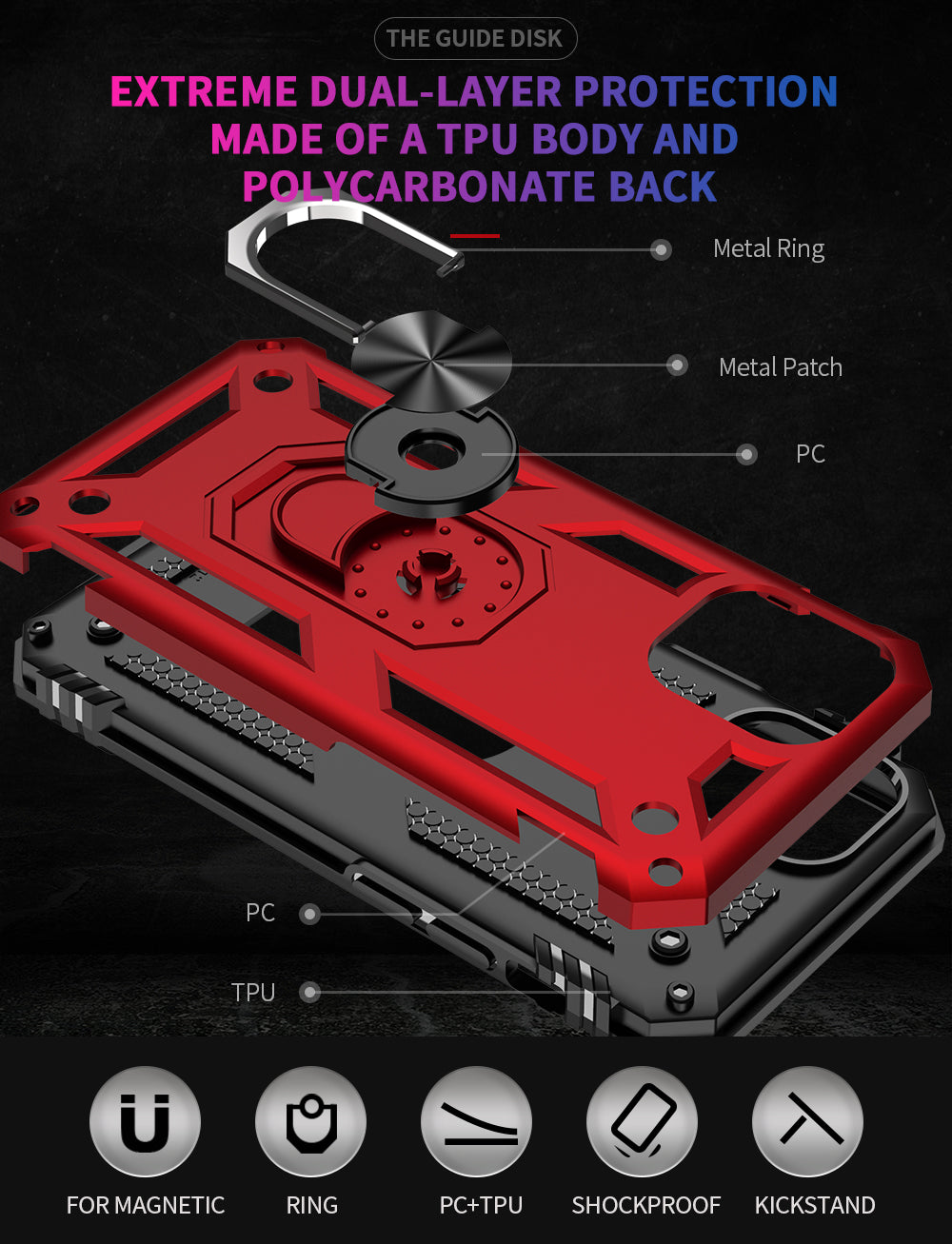 iPhone 12 Mini protective case with magnetic metal plate