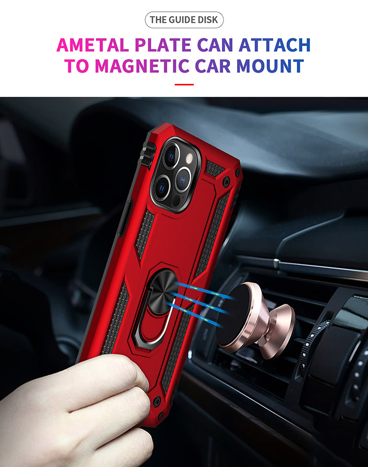 iPhone 12 Pro Max case with rotating metal ring grip