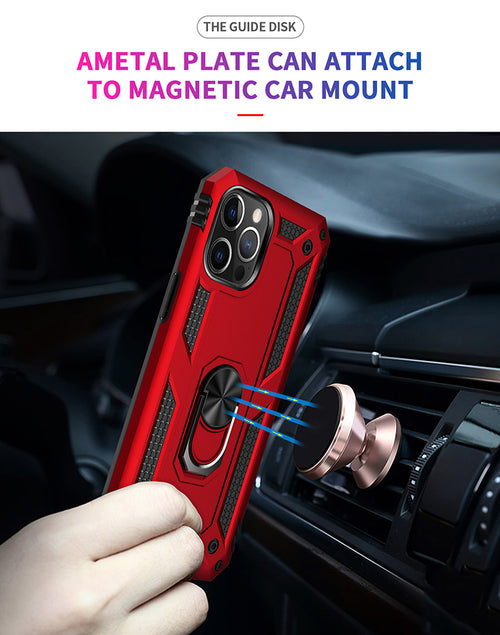 iPhone 12 Pro Max case with rotating metal ring grip