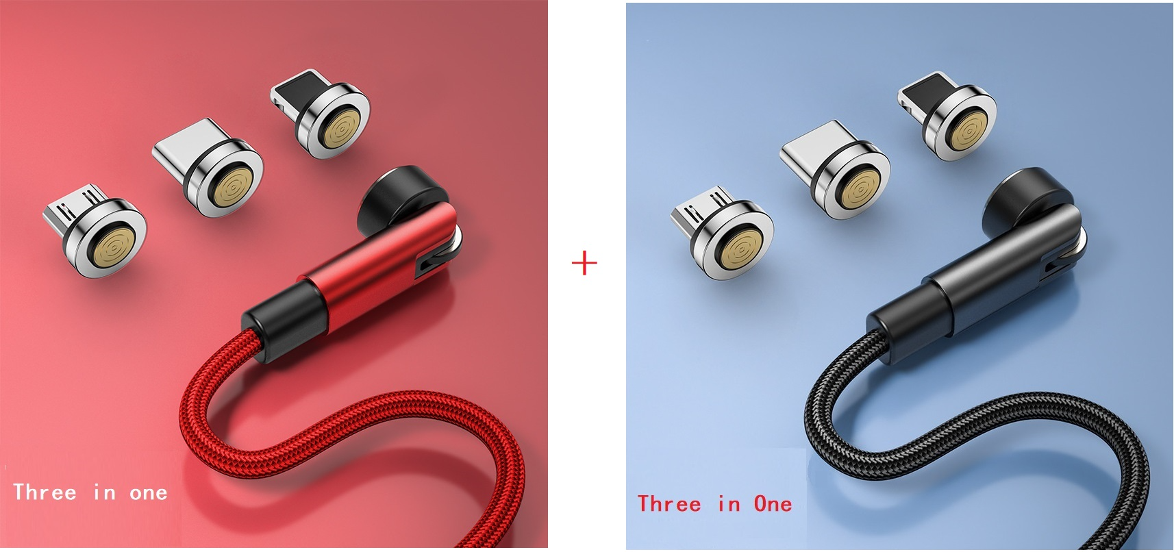 Magnetic Charging Cable 540° Rotating - 3-in-1 Fast Charge Cord (USB-C, Lightning, Micro USB)
