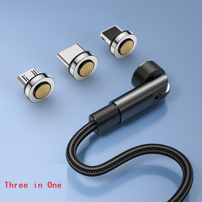 Magnetic Charging Cable 540° Rotating - 3-in-1 Fast Charge Cord (USB-C, Lightning, Micro USB)