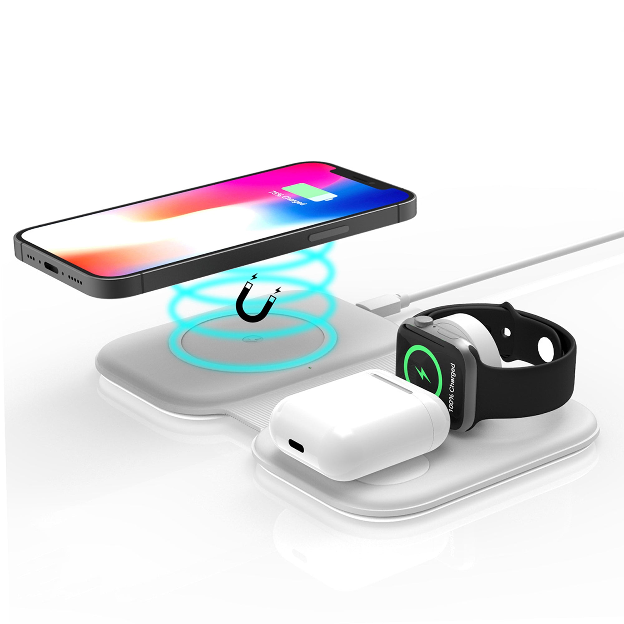 15W fast wireless charging station with LED indicator light