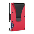 Slim metal money clip wallet with RFID blocking holding cards