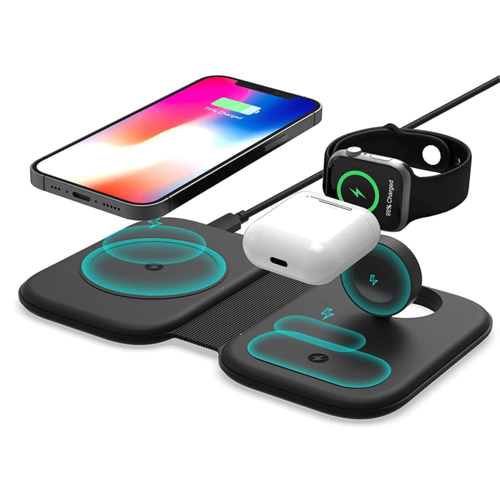 Magnetic wireless charger with AirPods and Apple Watch docked