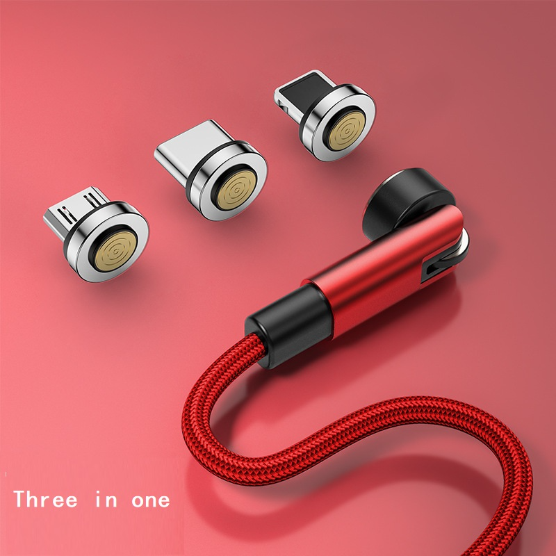 Magnetic Charging Cable 540° Rotating - 3-in-1 Fast Charge Cord (USB-C, Lightning, Micro USB)